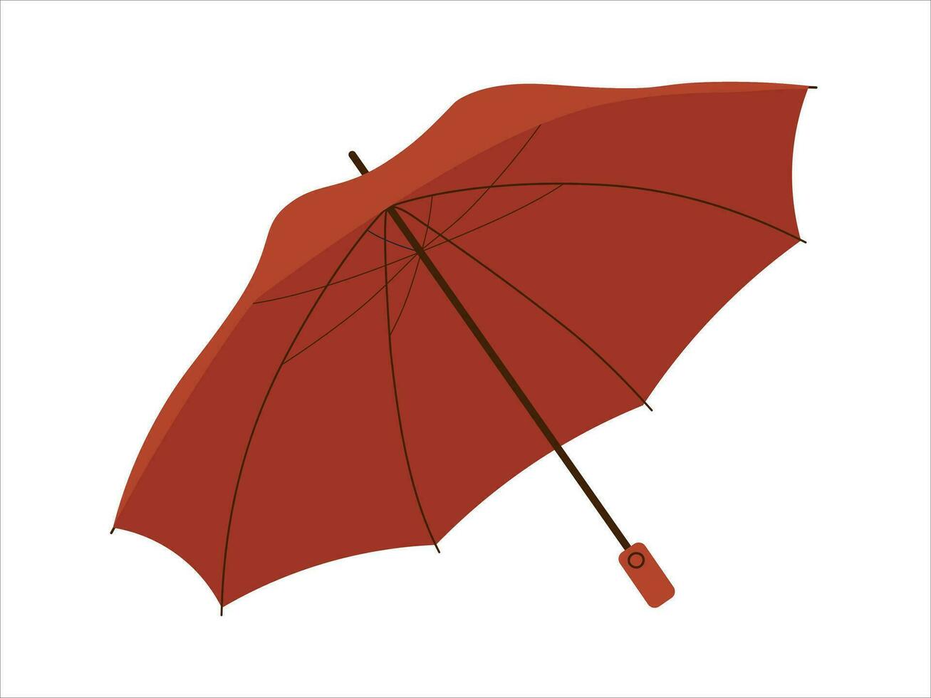 Red Folded Umbrella. Vector illustration in flat style