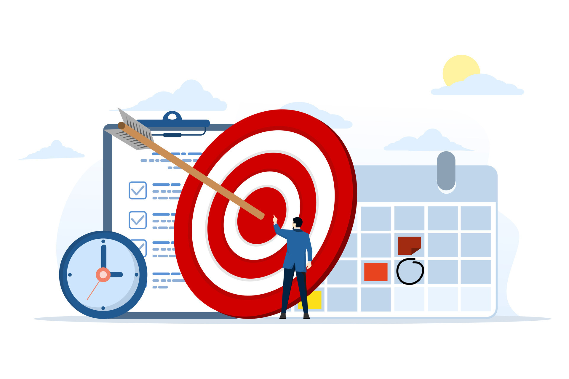 concept of setting smart goals for success in life and business vector illustration. Management