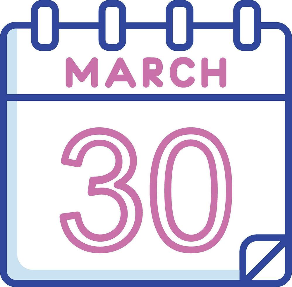 30 marzo vector icono