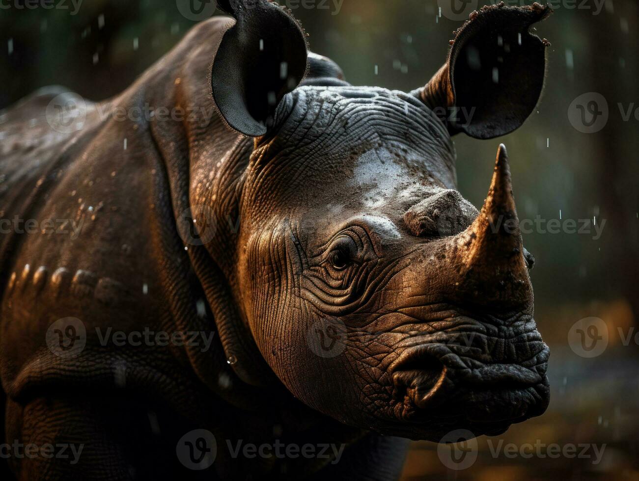 Rhino portrait created with Generative AI technology photo