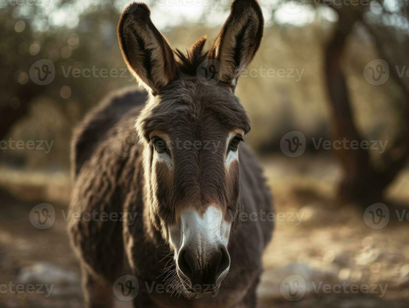 Donkey portrait created with Generative AI technology photo