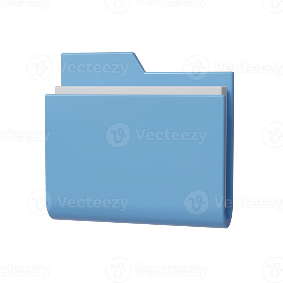 blue folder with paper document inside icon. 3d render illustration. png