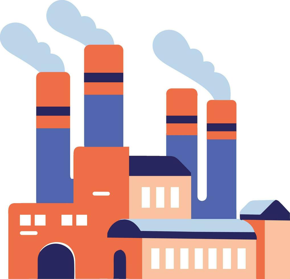 Hand Drawn Factories with pollution and smoke in flat style vector