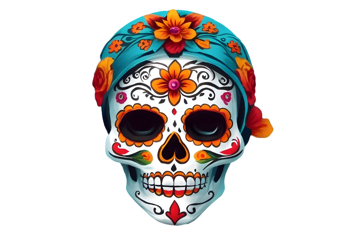 Ai generative La Catrina, mexican skull, isolated on transparent background, Day of the dead, dia de los muertos png