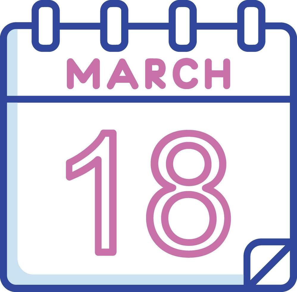 18 March Vector Icon