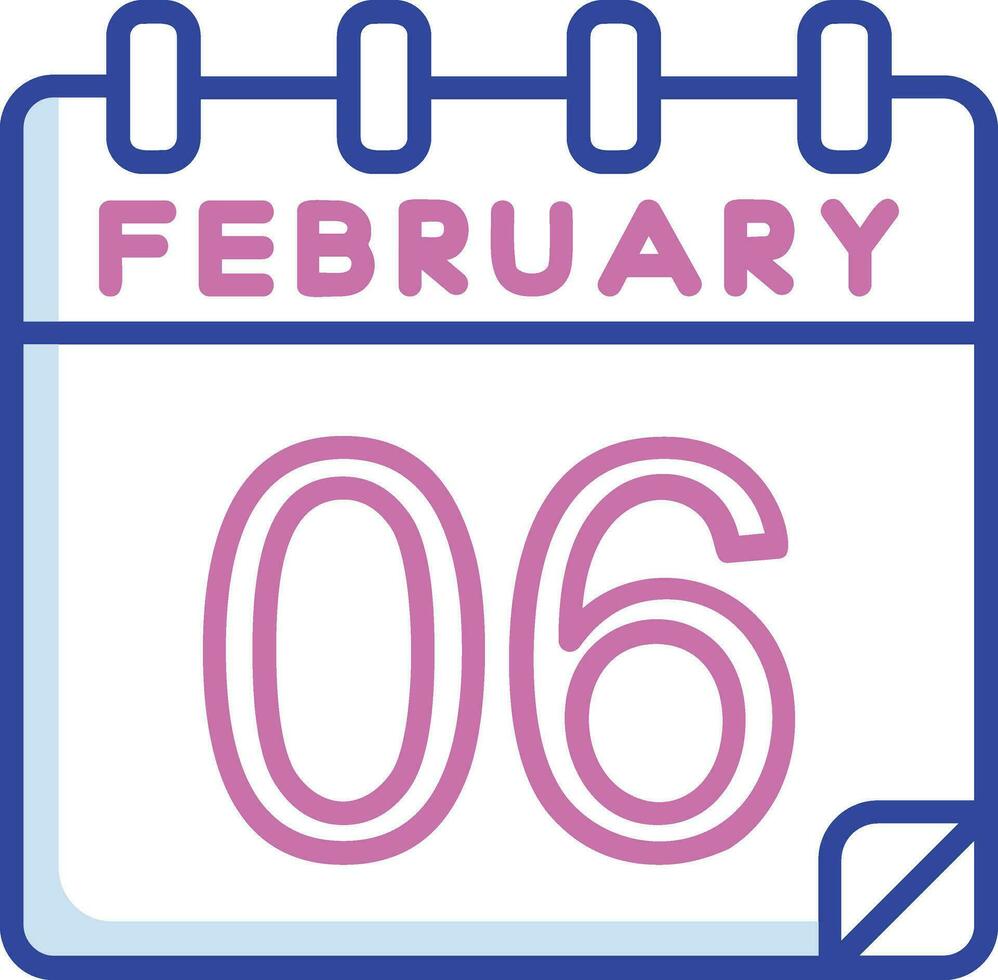 6 February Vector Icon