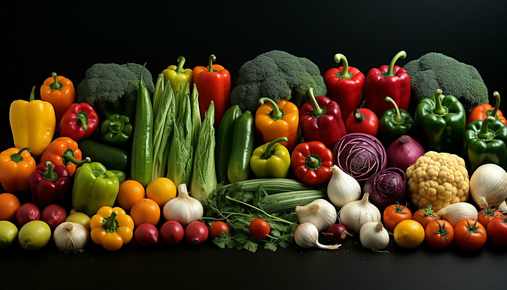 Freshness of nature bounty healthy, organic, vegetarian food generated by AI photo