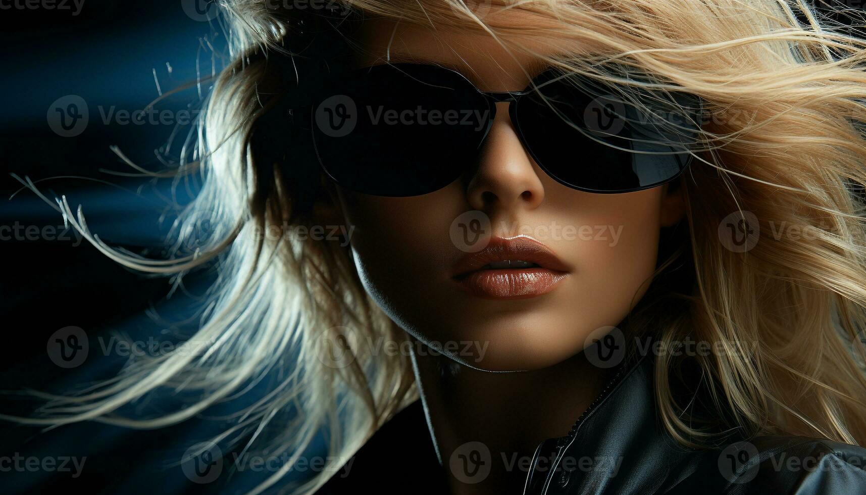 Beautiful young woman with sunglasses exudes confidence and elegance generated by AI photo