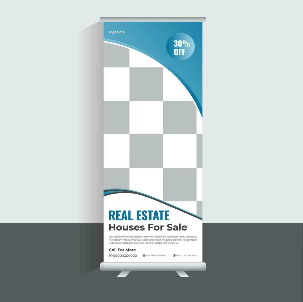 Real Estrte Roll Up Banner Design Template vector