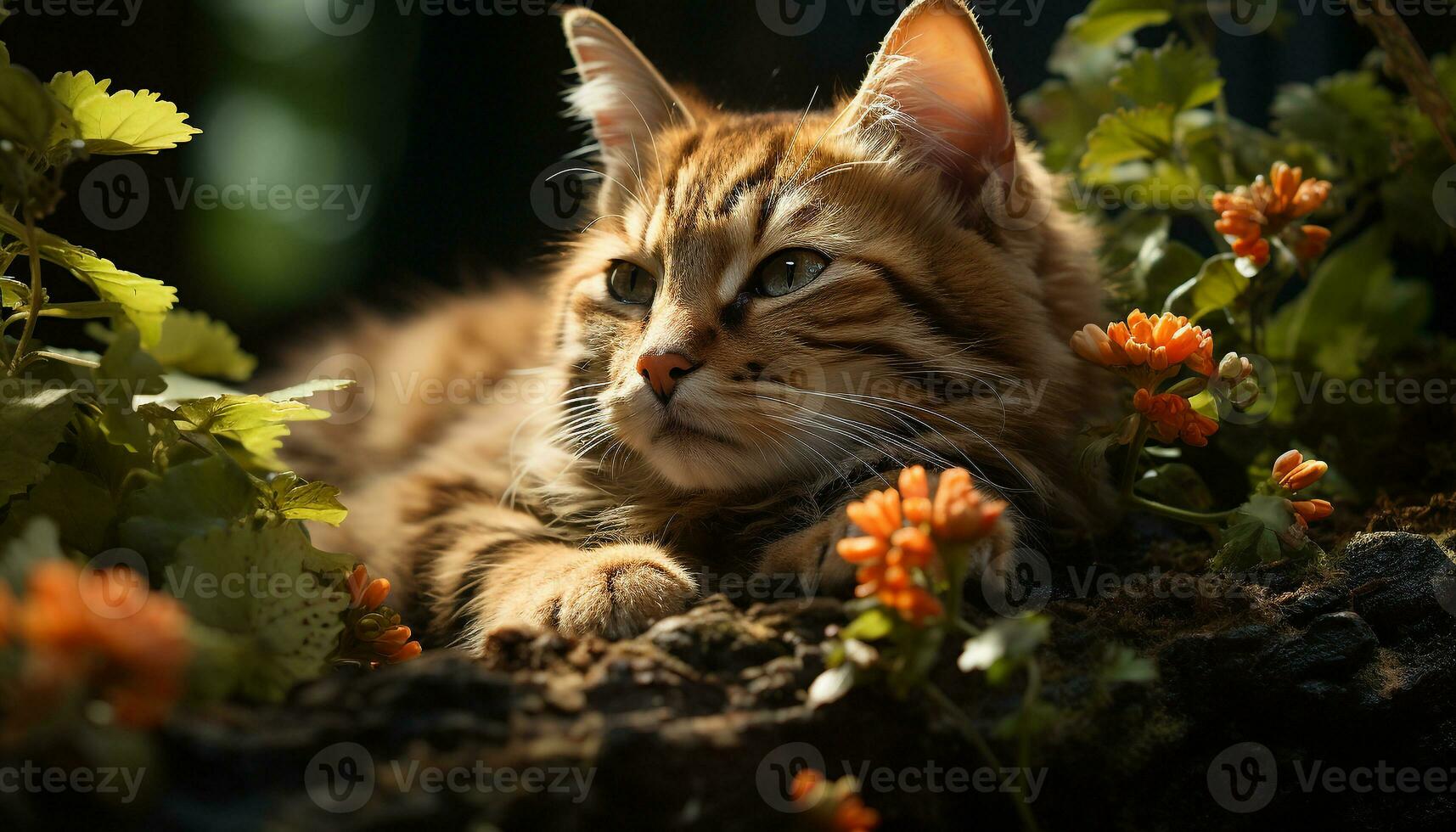 Cute kitten sitting in grass, enjoying nature beauty generated by AI photo