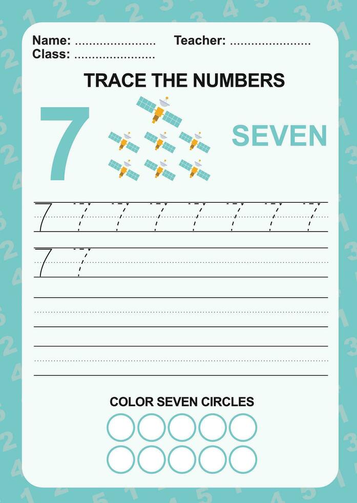 Trace and write number for children. Exercise for children to recognize the number. Educational worksheet for preschool vector