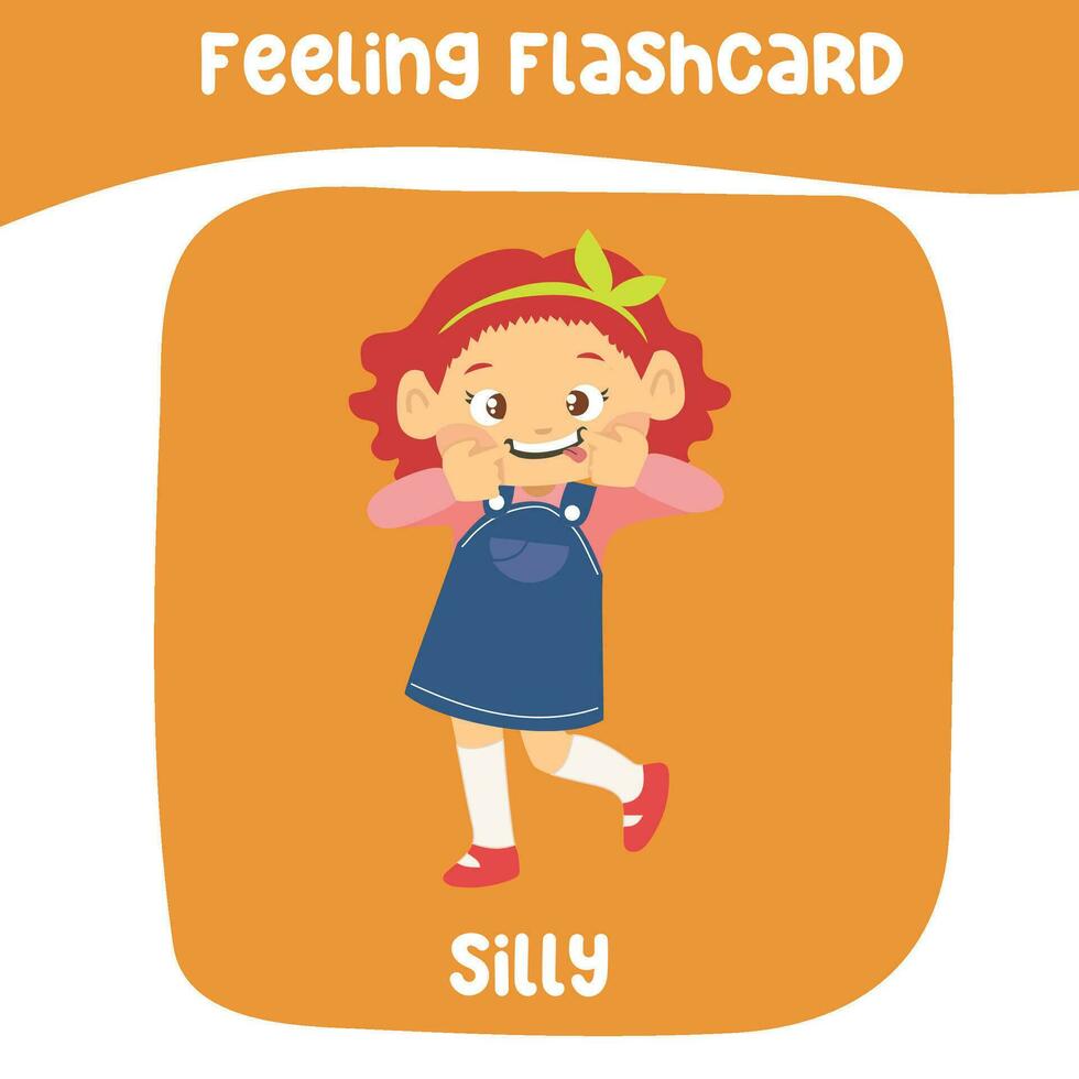 Feelings flashcard collection. Cute feeling flashcard collection. Printable game cards vector