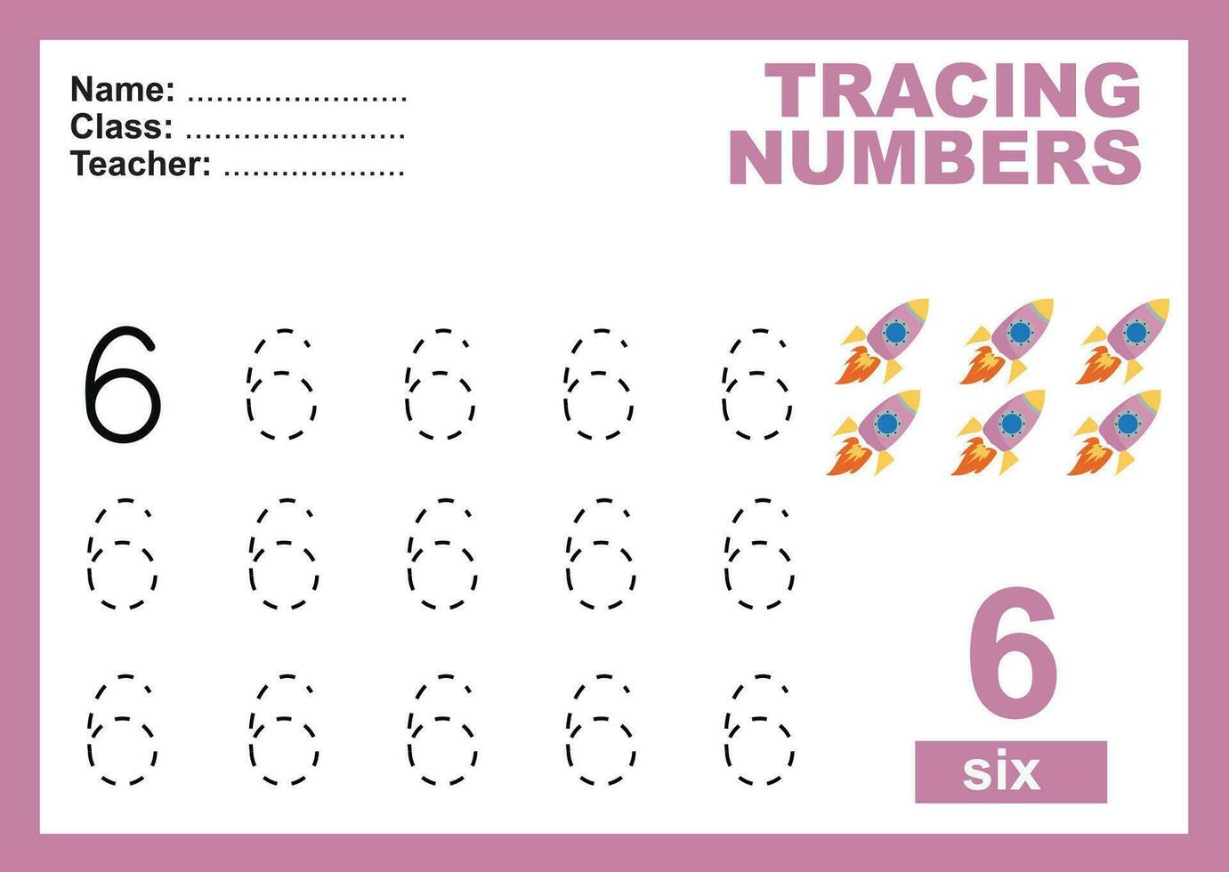 Trace and write number for children. Exercise for children to recognize the number. Educational worksheet for preschool vector