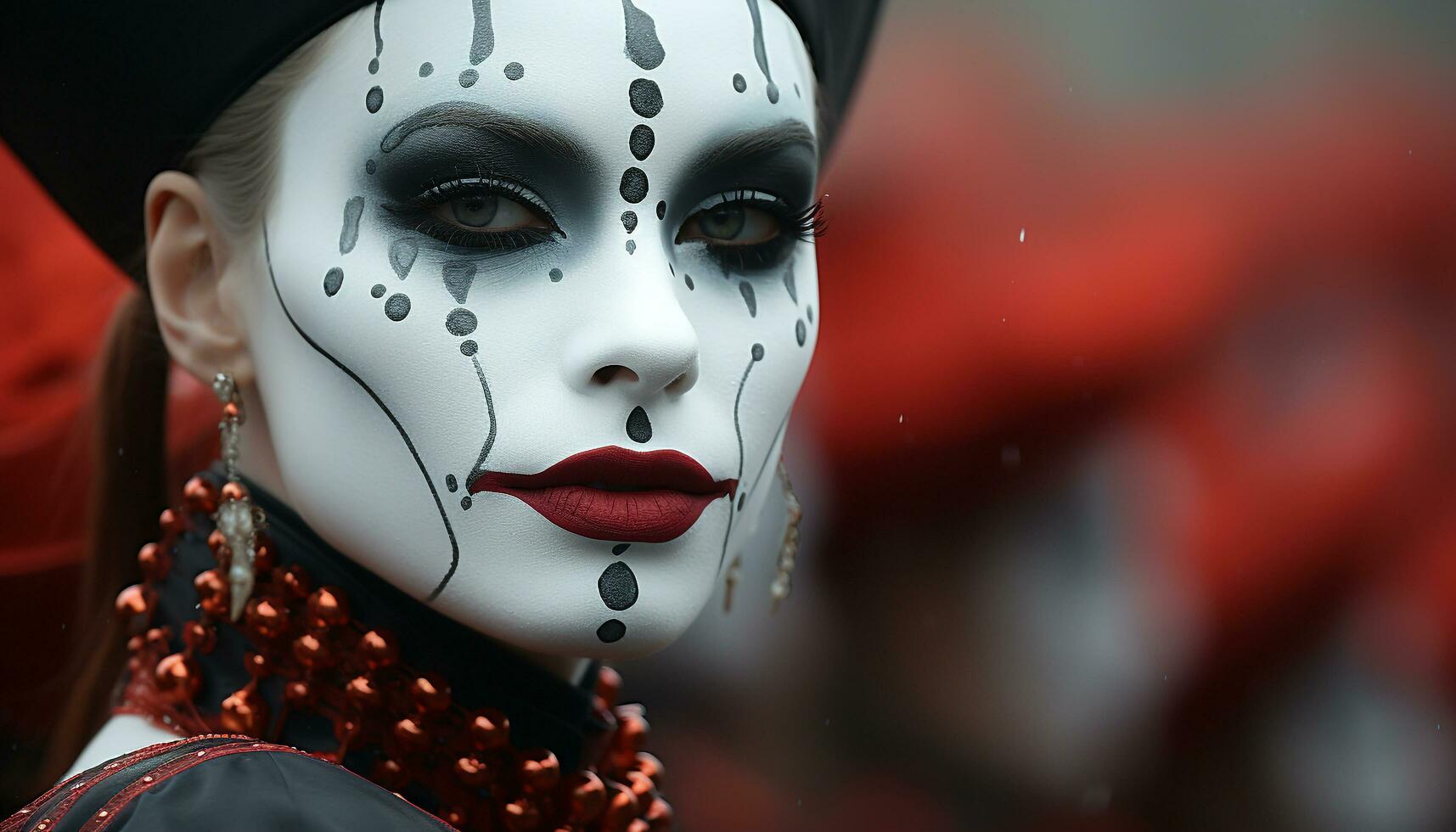 Young woman in a glamorous costume, looking sensually at camera generated by AI photo