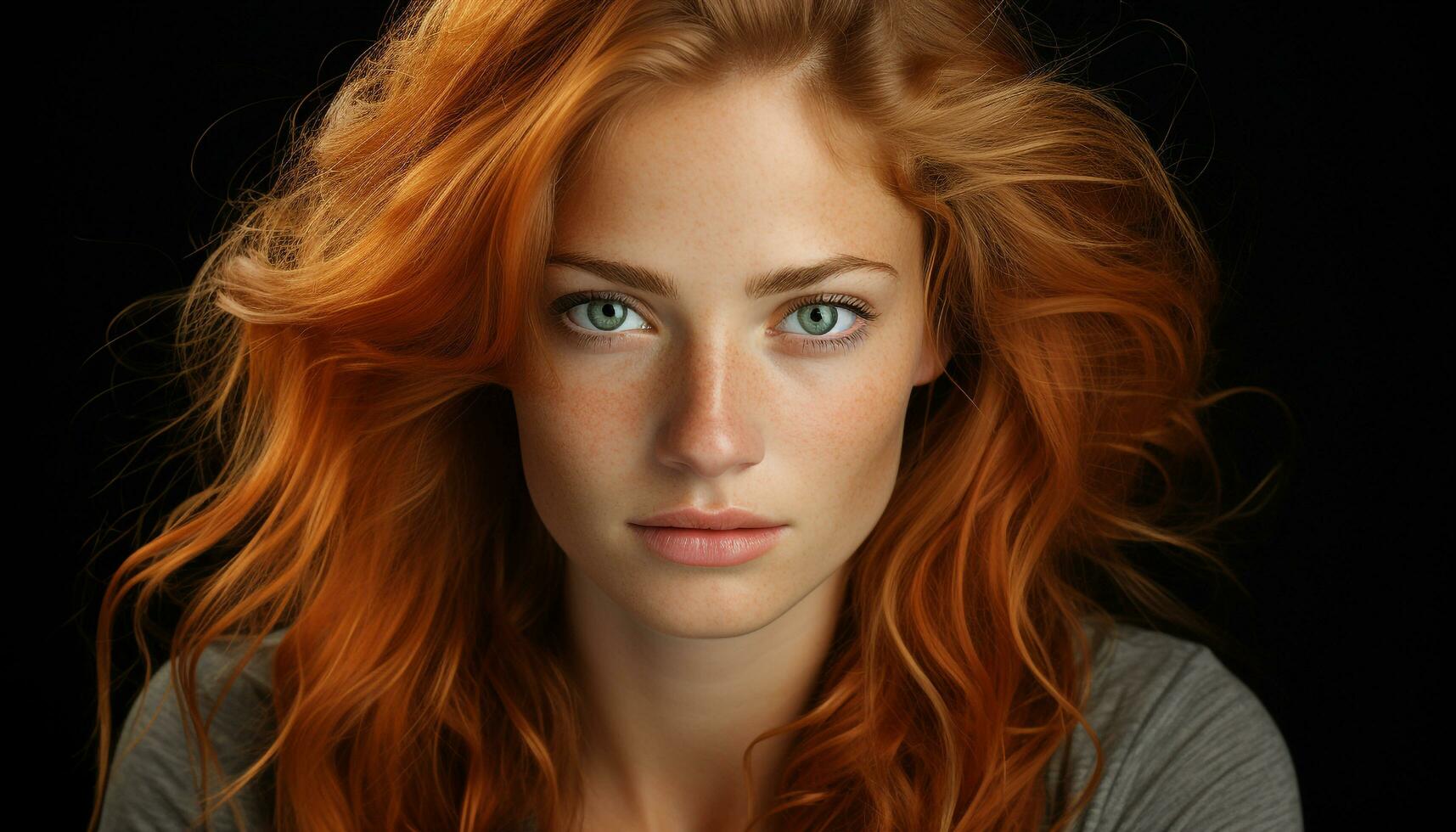 Beautiful woman with long, curly blond hair looking confidently at camera generated by AI photo