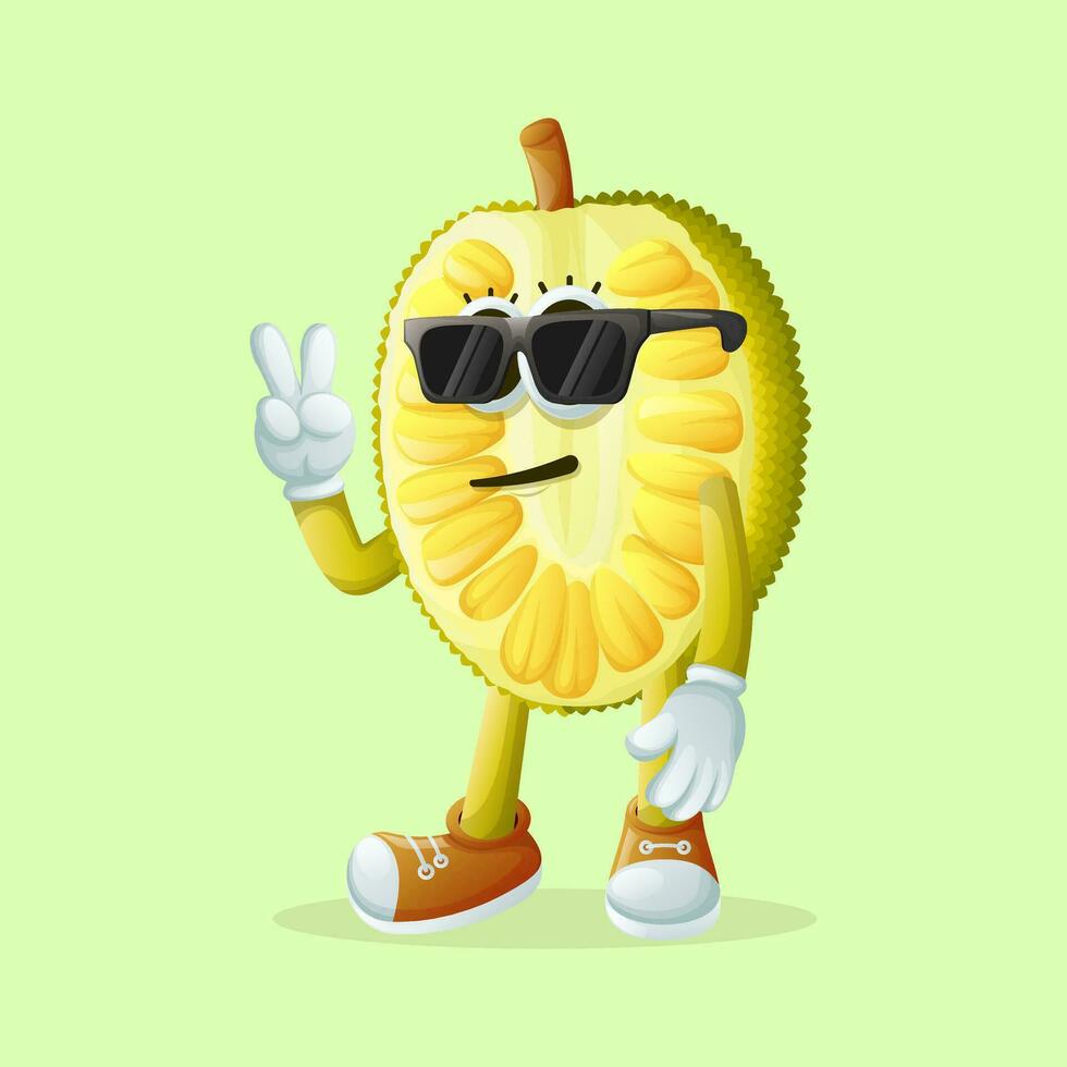 jackfruit character with a cool face and sunglasses vector