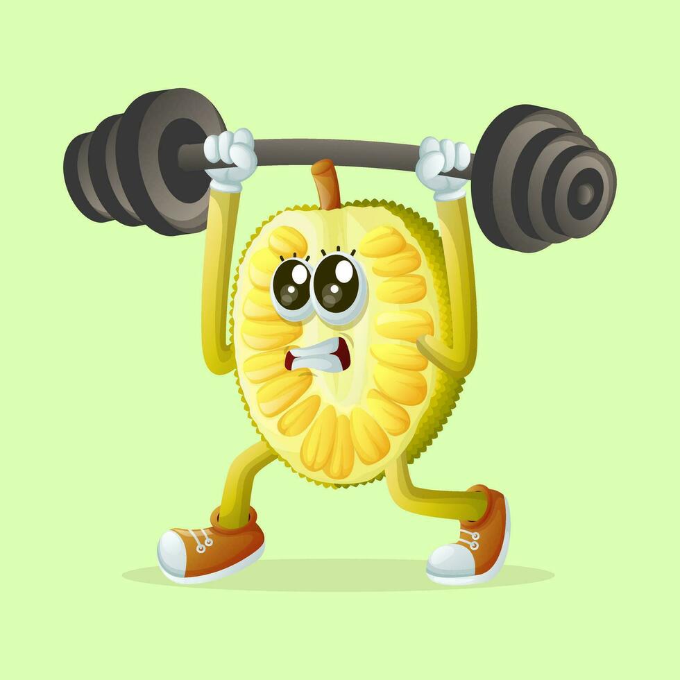 jackfruit character lifting weights vector