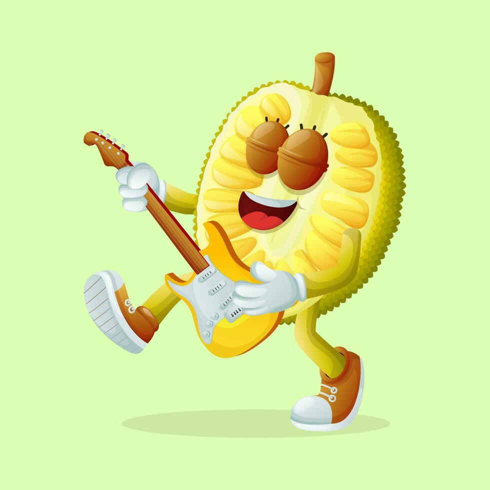 jackfruit character playing a guitar vector