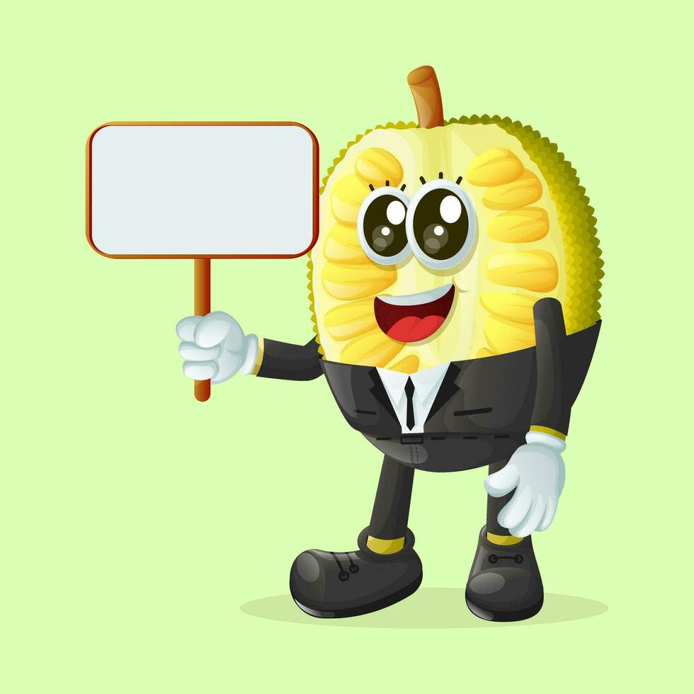 jackfruit character holding a billboard sign vector