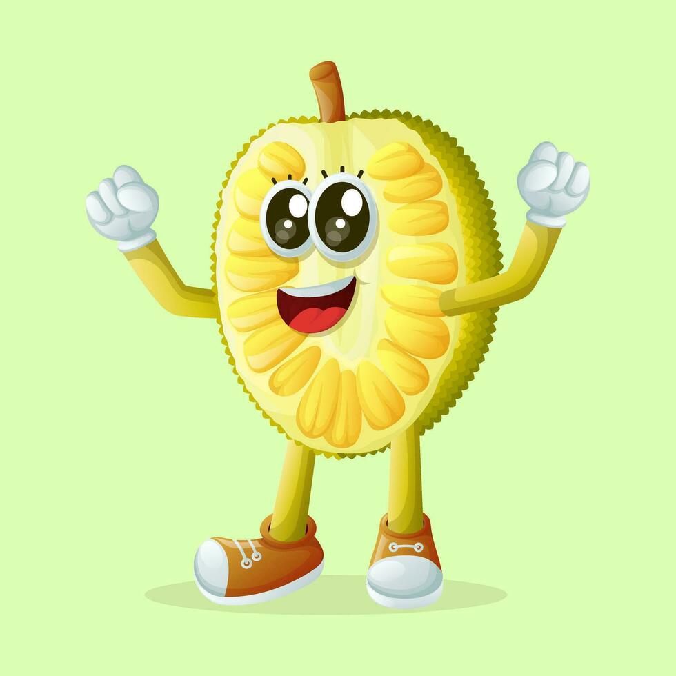 jackfruit character making a victory sign vector