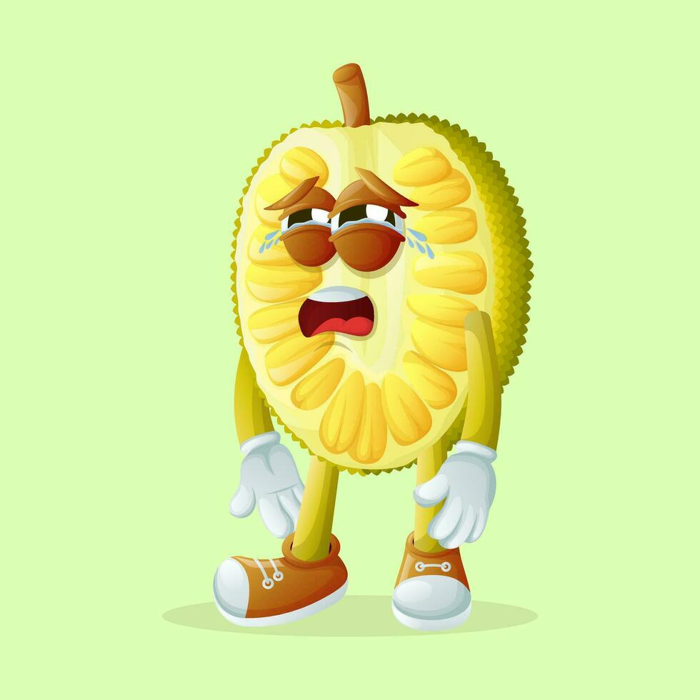 jackfruit character with a crying face vector