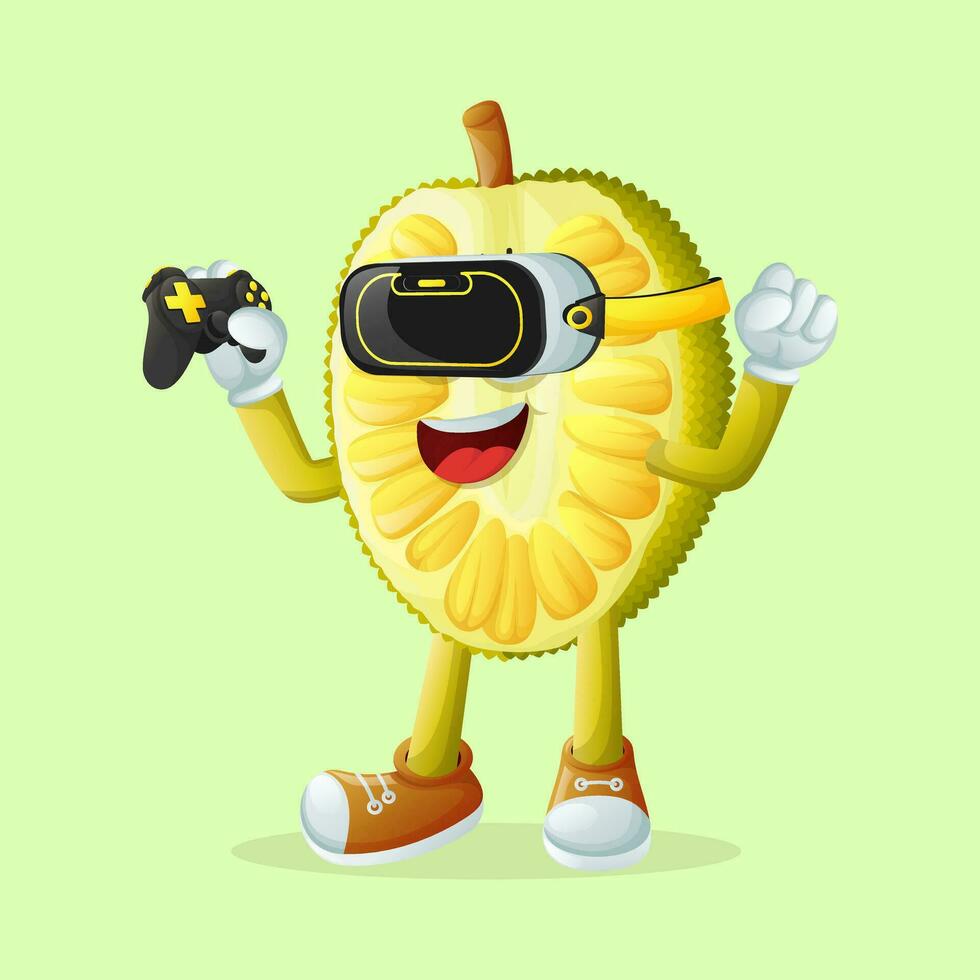 jackfruit character playing video games on a console vector