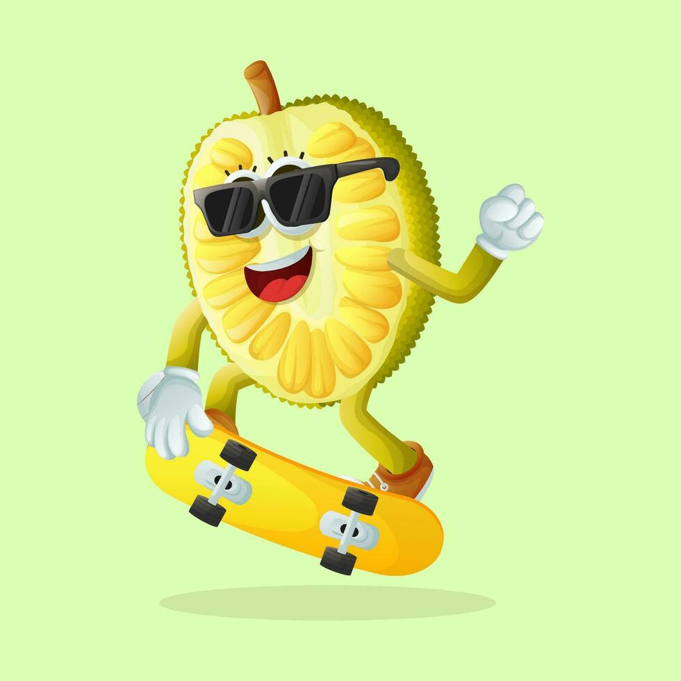 jackfruit character skateboarding vector