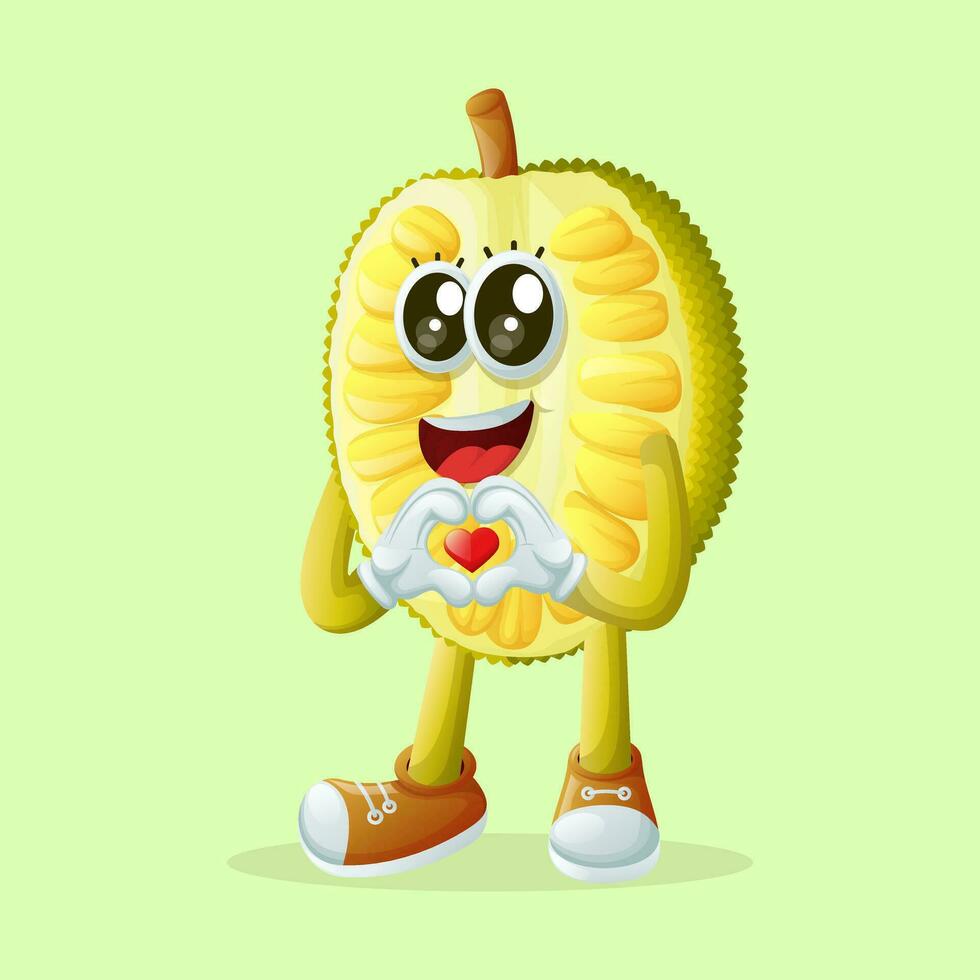 jackfruit character making a heart shape with his hands vector