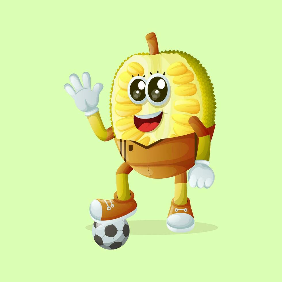jackfruit character kicking a soccer ball vector