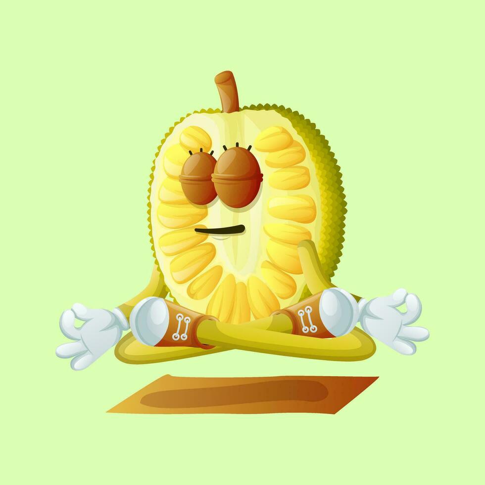 jackfruit character doing yoga vector