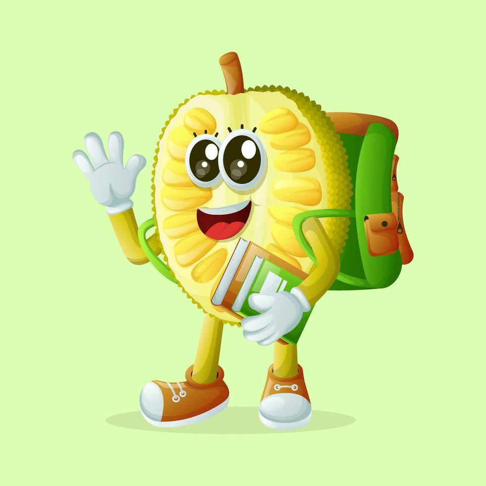 jackfruit character carrying a schoolbag vector