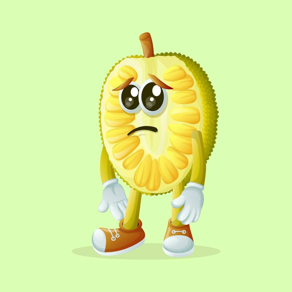 jackfruit character with sad expression vector