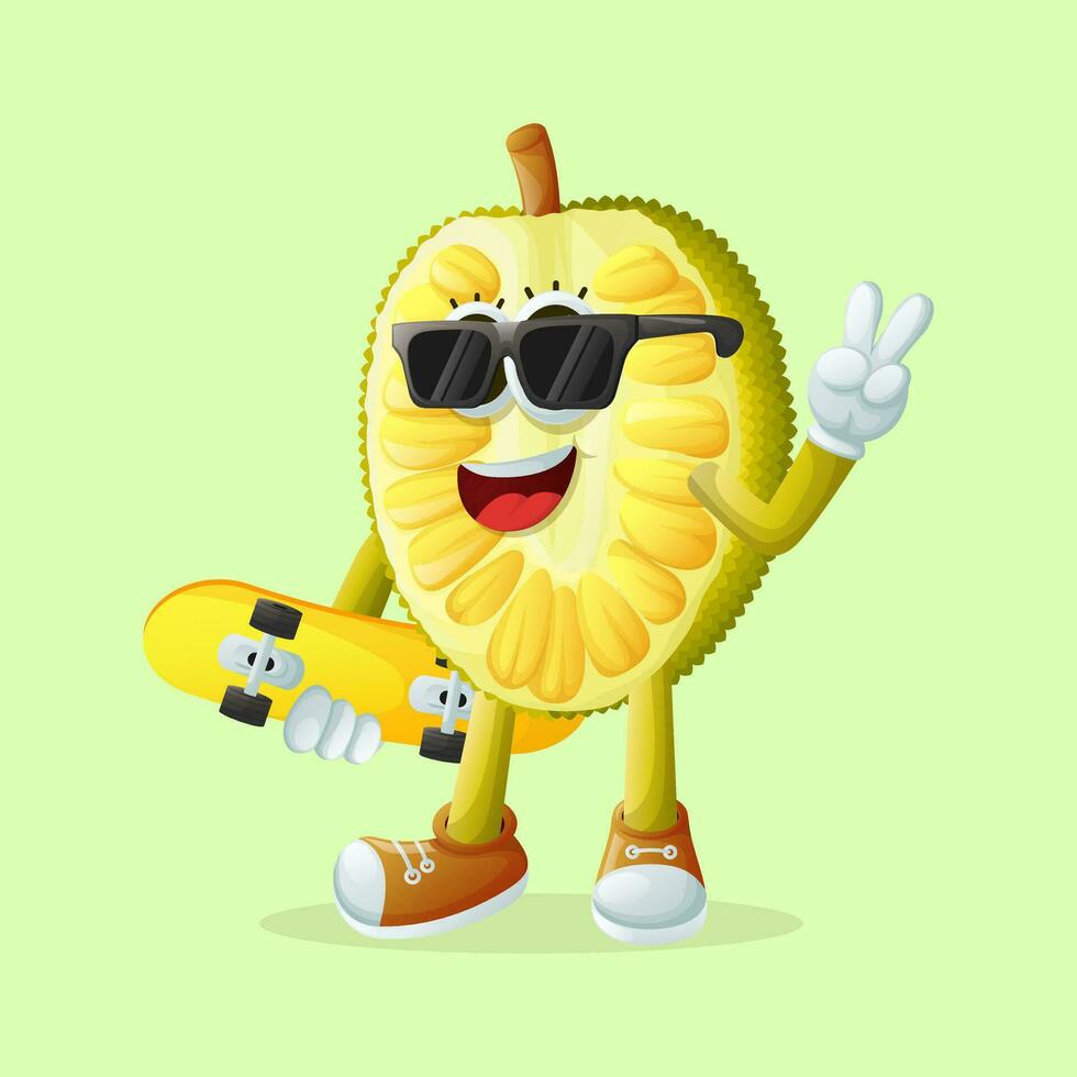 jackfruit character skateboarding vector