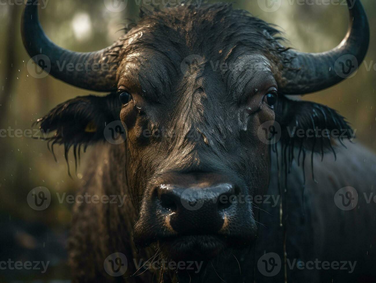 Buffalo portrait created with Generative AI technology photo