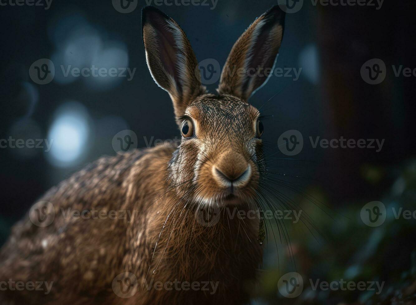 Hare portrait created with Generative AI technology photo