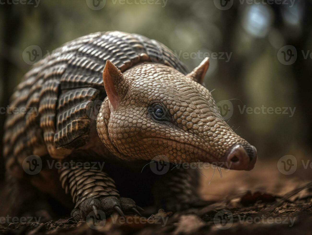 Armadillo portrait created with Generative AI technology photo