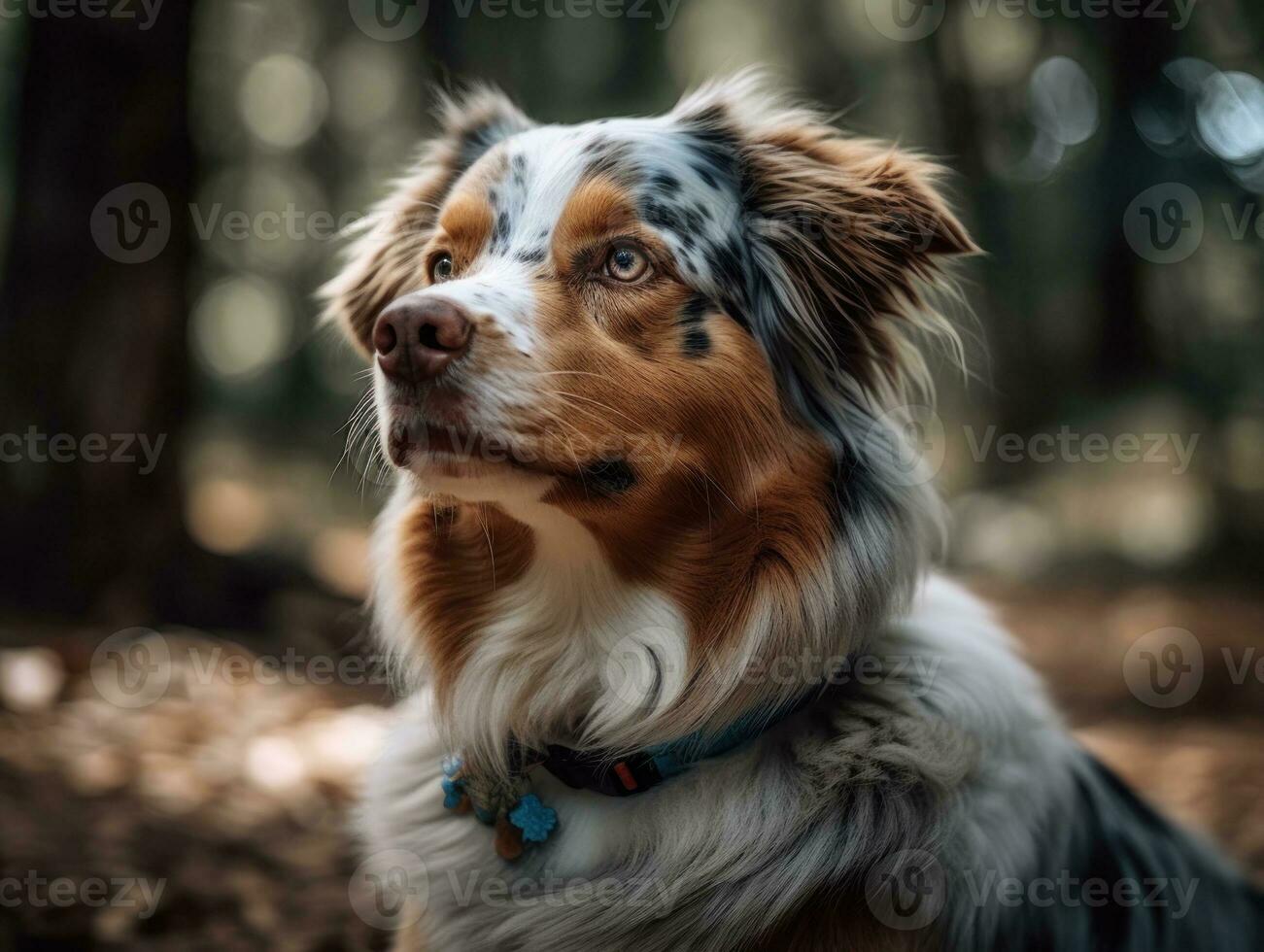Australian Shepherd dog created with Generative AI technology photo