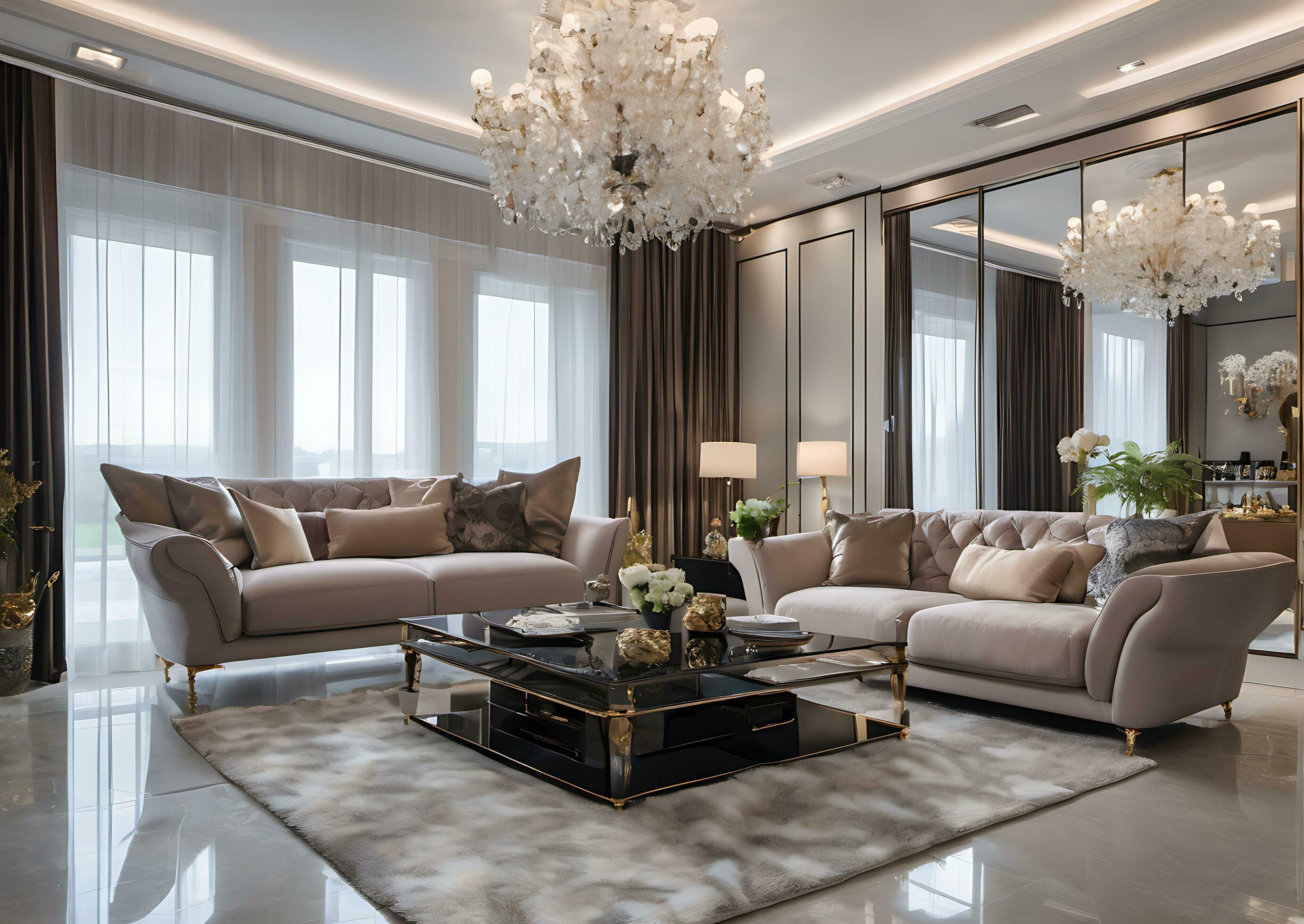 Luxury modern living room with elegant decoration AI Generated 29703417