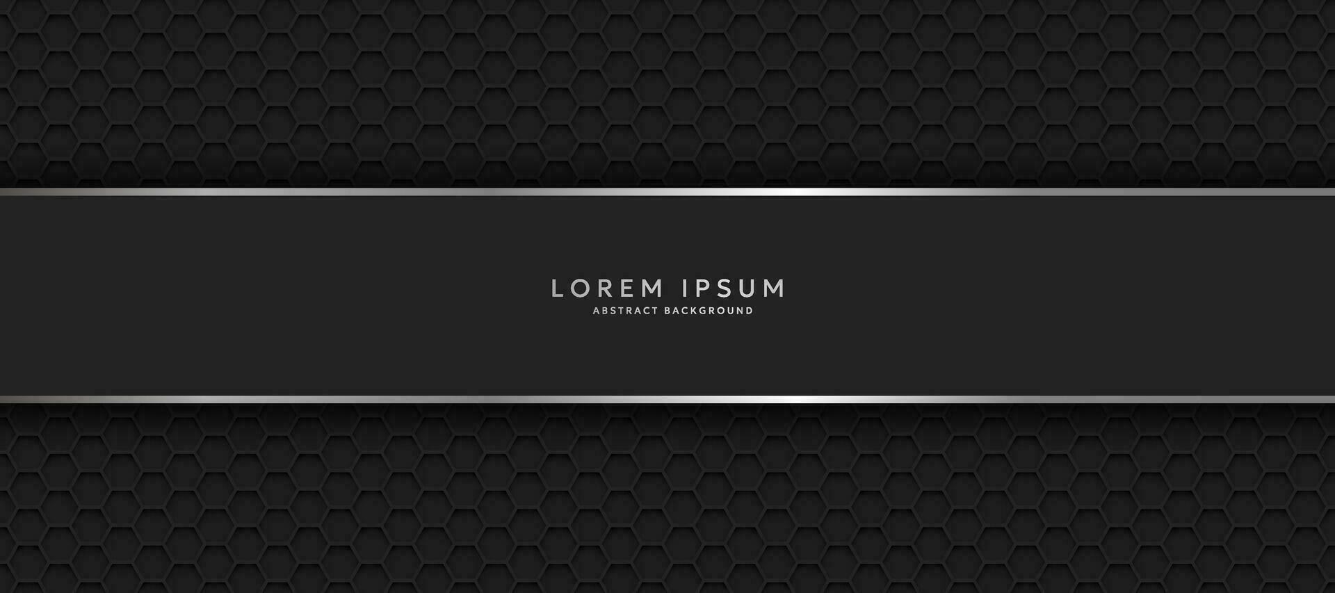 The dark background consists of reflective metallic lines. hexagonal metal texture background vector