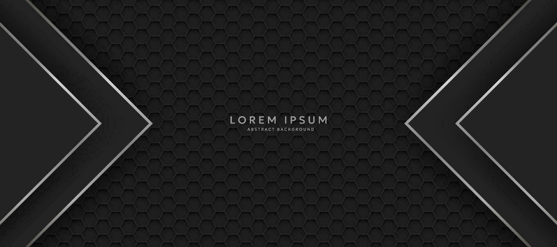 The dark background consists of reflective metallic lines. hexagonal metal texture background vector