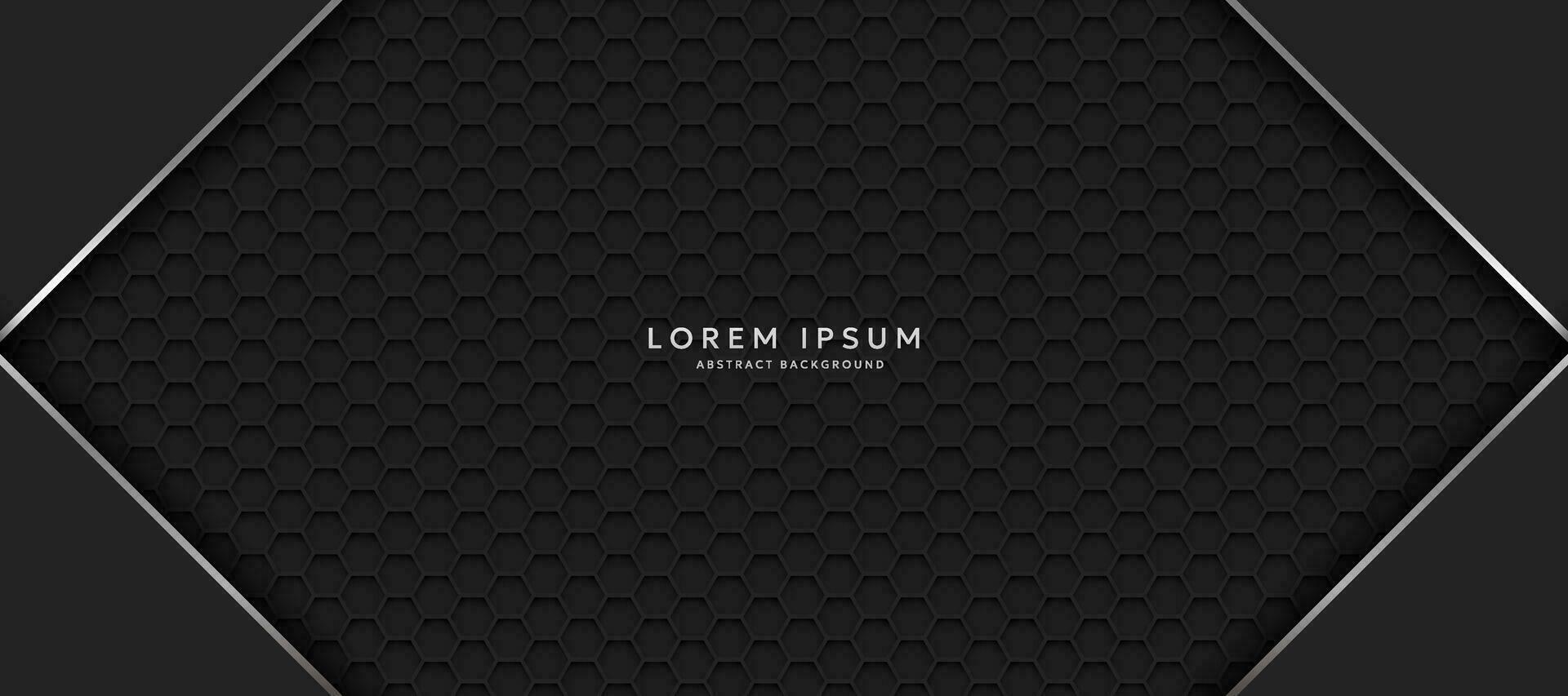 The dark background consists of reflective metallic lines. hexagonal metal texture background vector
