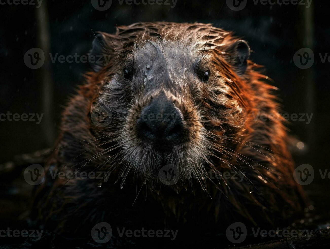 Beaver portrait created with Generative AI technology photo