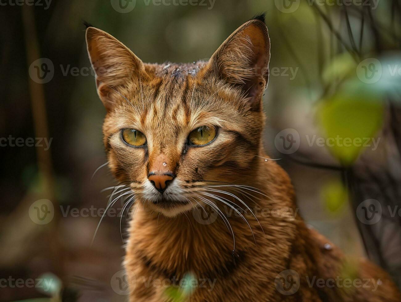 Havana brown cat portrait close up created with Generative AI technology photo