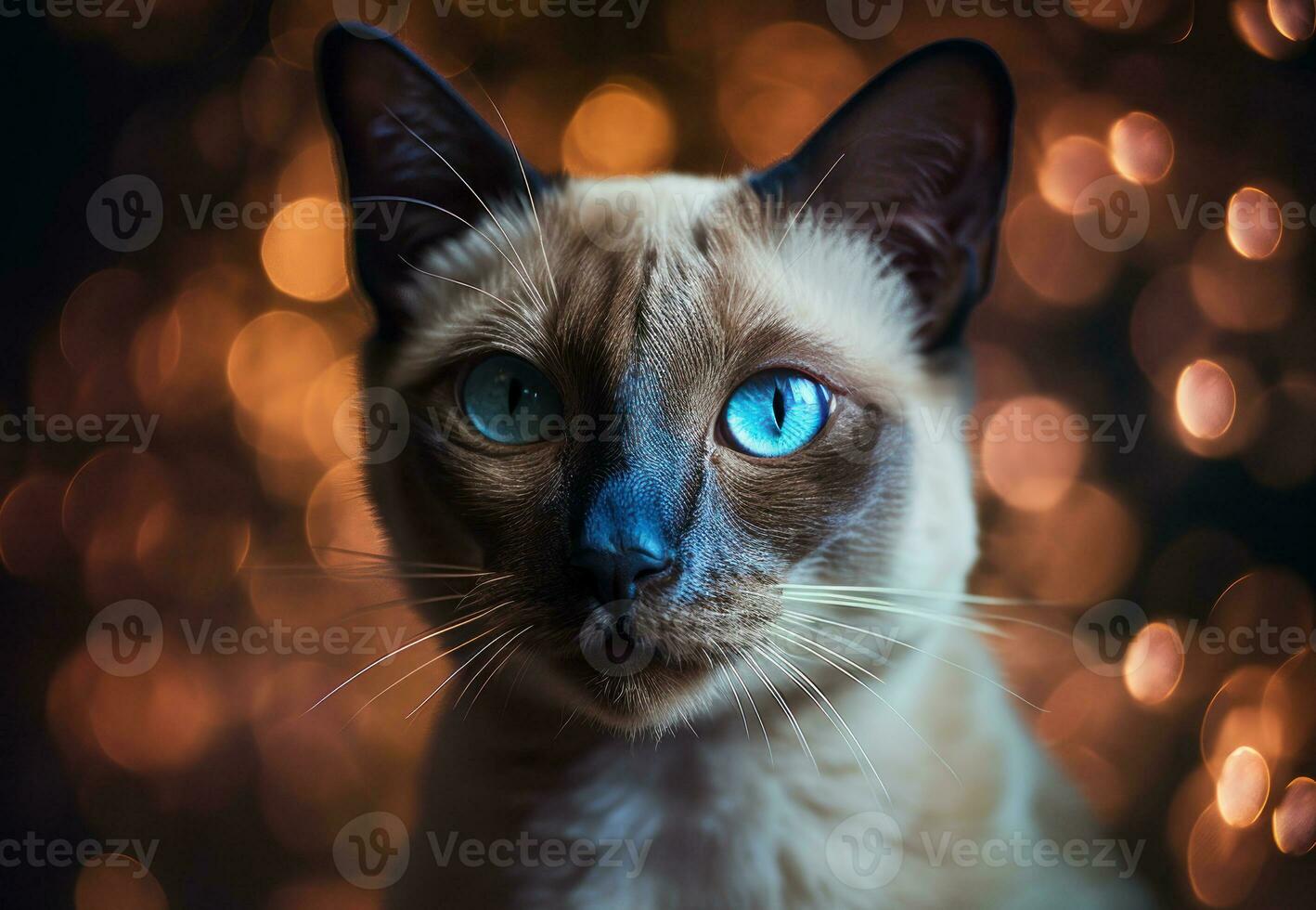 Tonkinese cat portrait created with Generative AI technology photo