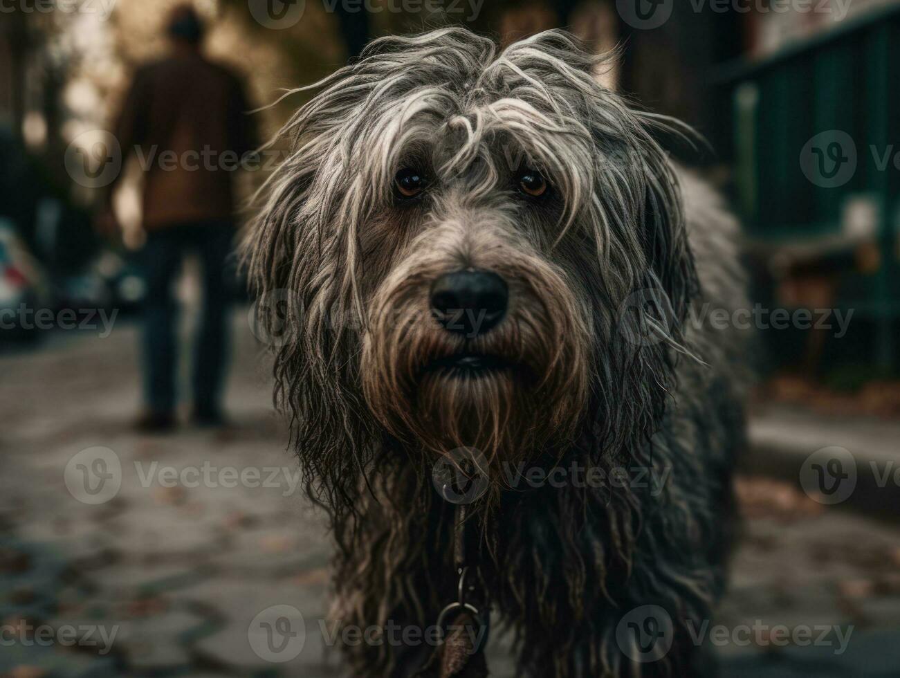 Bergamasco dog created with Generative AI technology photo