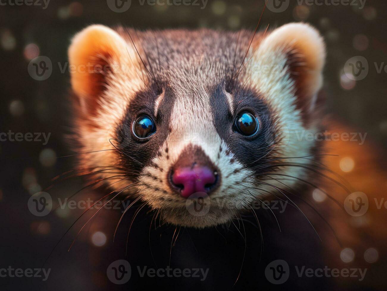 Ferret portrait created with Generative AI technology photo