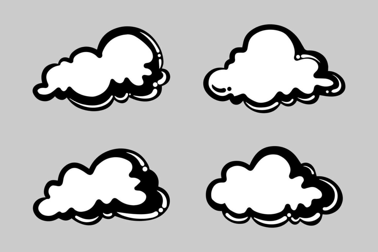 conjunto de garabatos de nubes, ilustración vectorial. vector