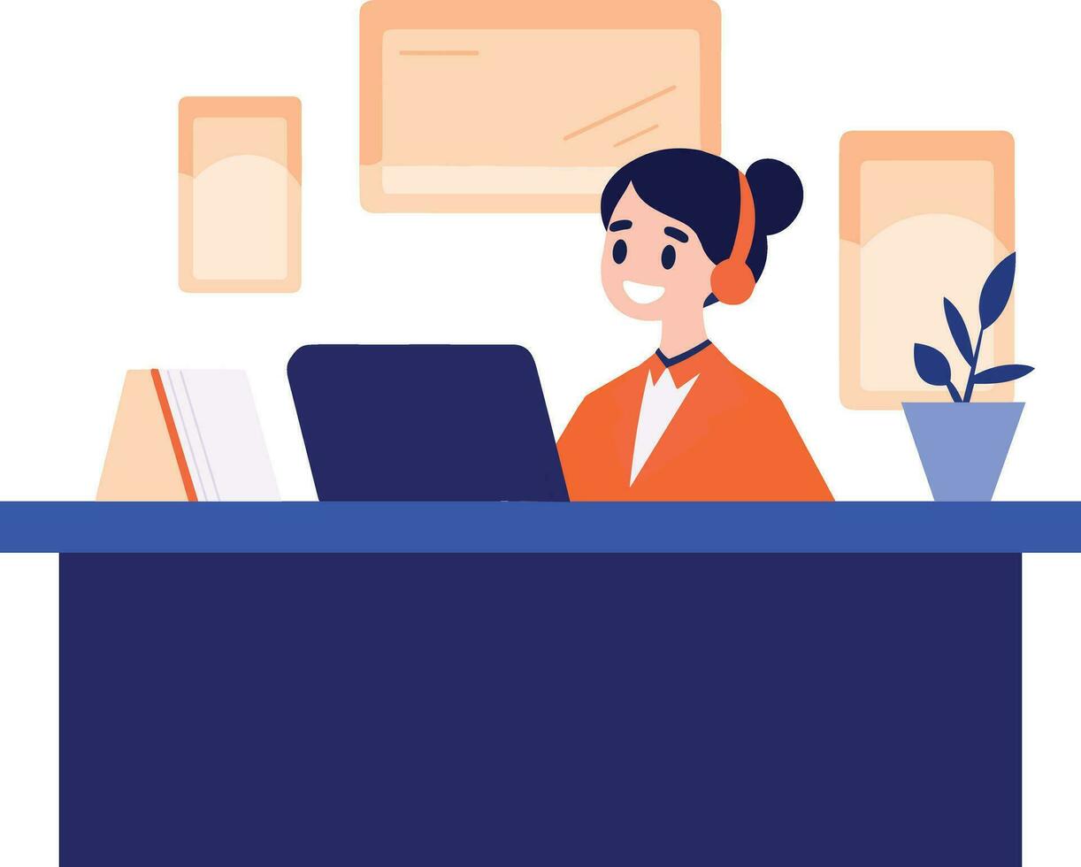 Hand Drawn Cashier or receptionist in a hotel in flat style vector