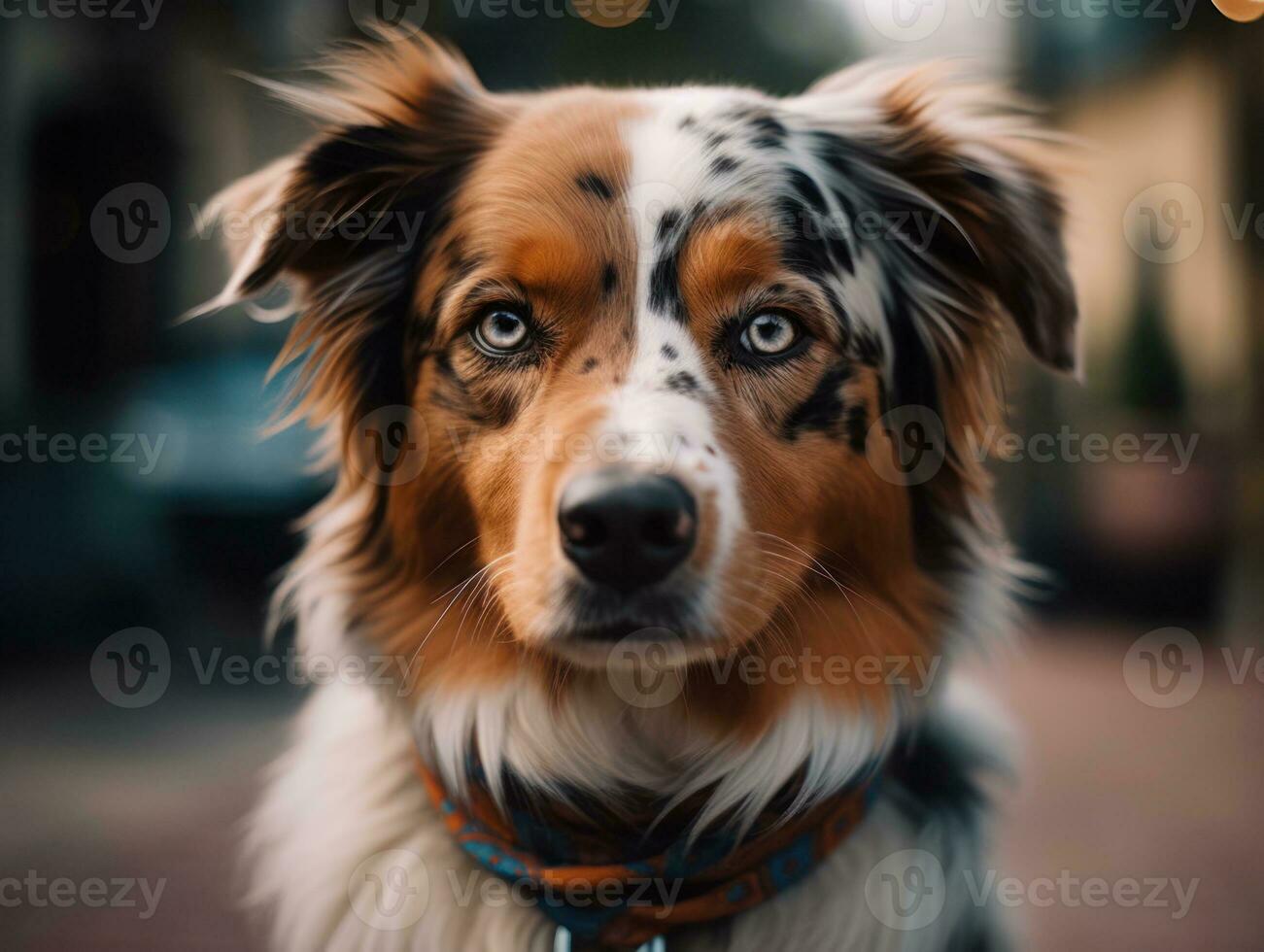 Australian Shepherd dog created with Generative AI technology photo