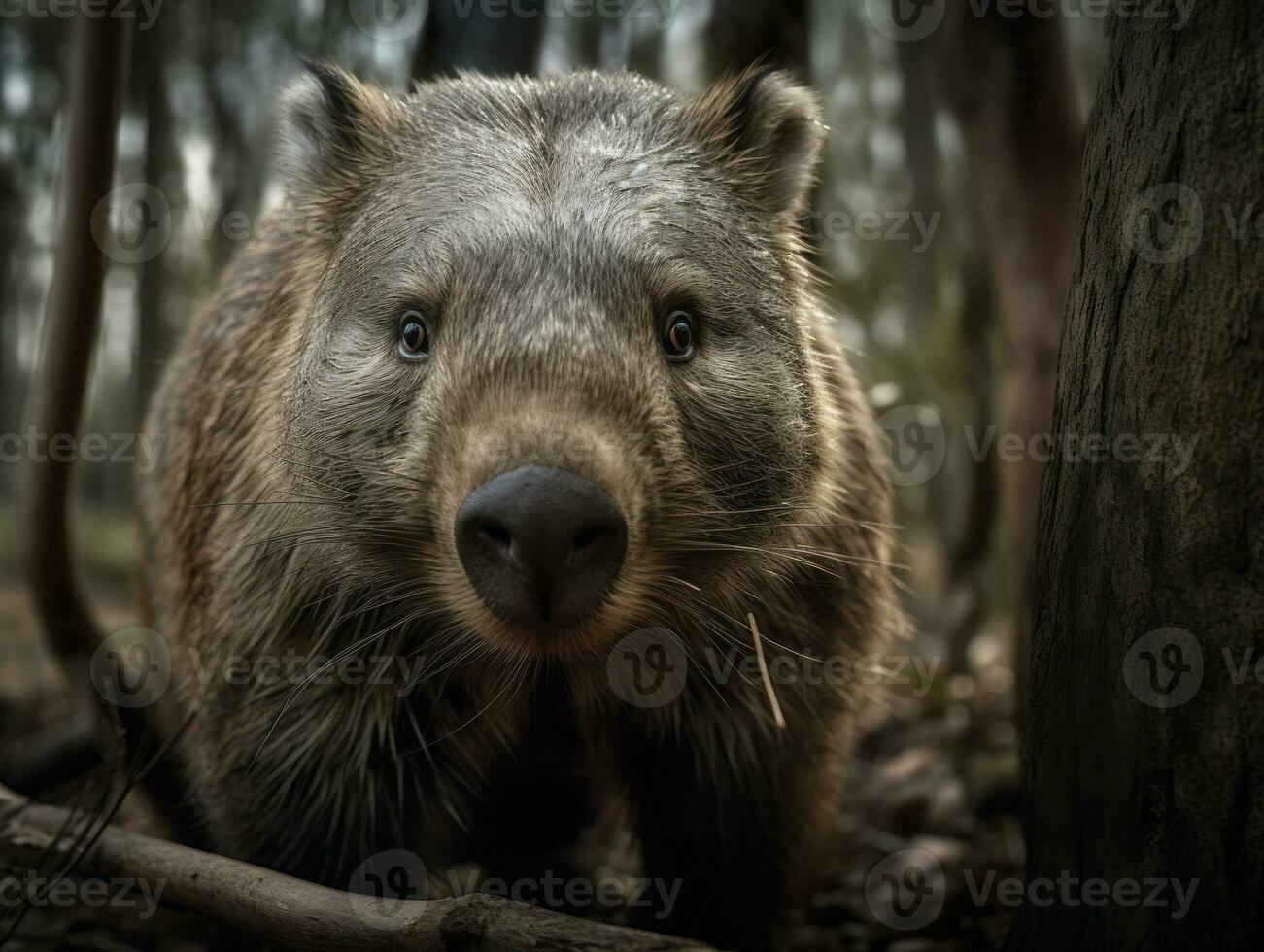Wombat portrait created with Generative AI technology photo